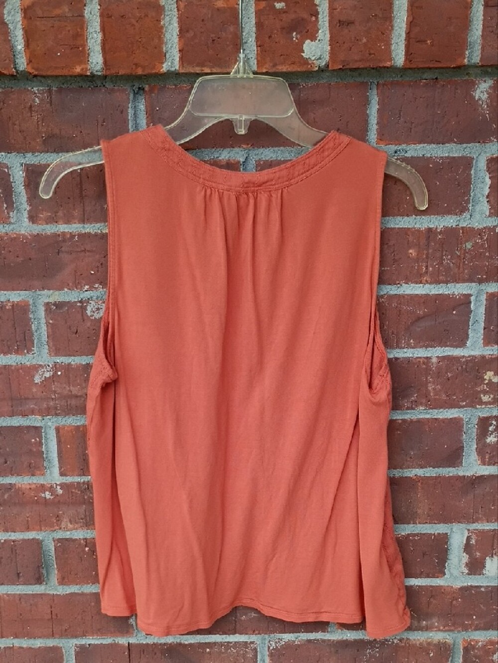 LOFT Textured Henley Camisole in Rust - Picture 4 of 4